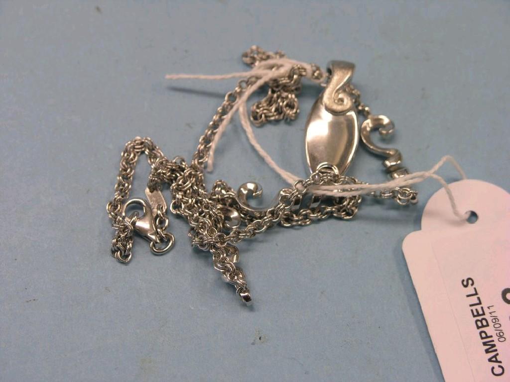 Appraisal: A ct white gold necklace with pendant grams total contained