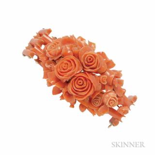 Appraisal: Antique Coral Bracelet designed as a cluster of roses gold