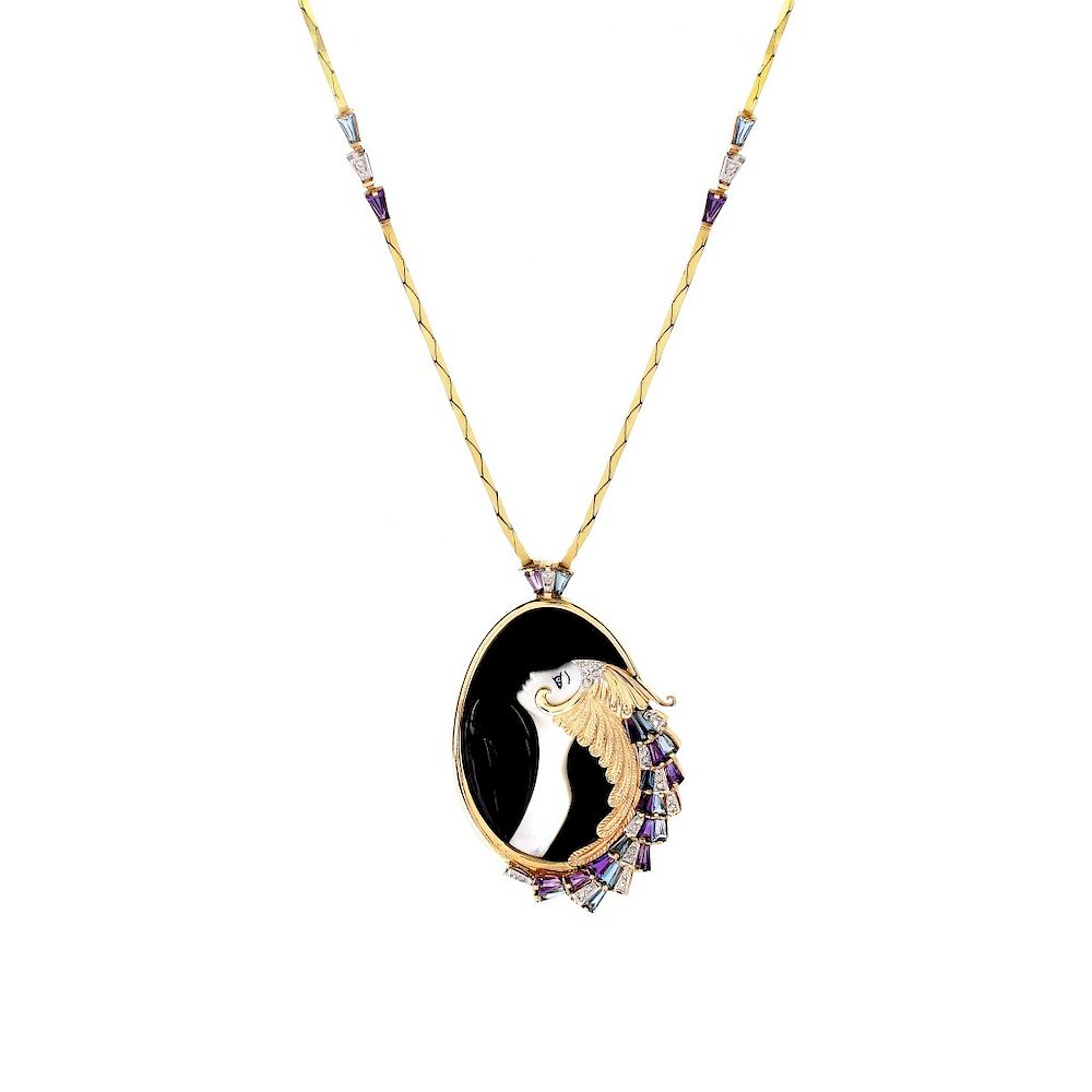 Appraisal: Erte Pendant Necklace Beauty and the Beast Erte Limited Edition