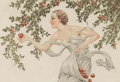 Appraisal: Maurice Milliere French - Picking Plums Color etching depicting a