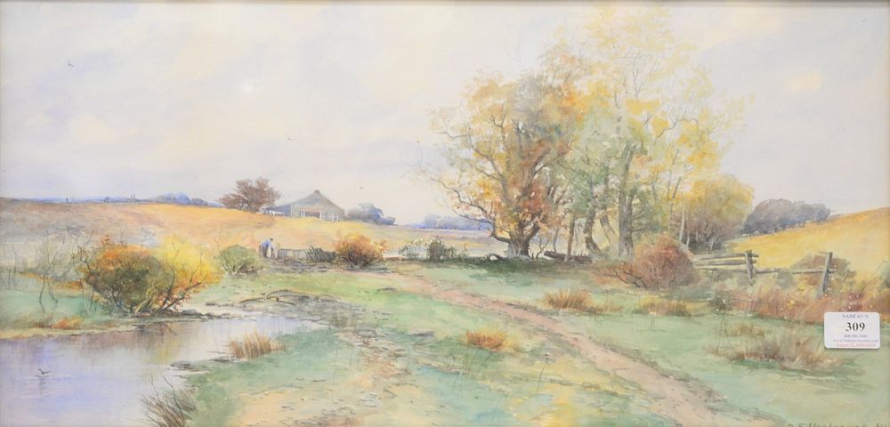 Appraisal: Dubois Hasbrouck - watercolor farm landscape signed 'D F Hasbrouck