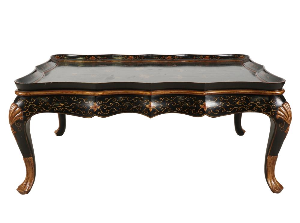 Appraisal: BURTON CHING LTD CHINOISERIE COFFEE TABLEthe serpentine top with raised