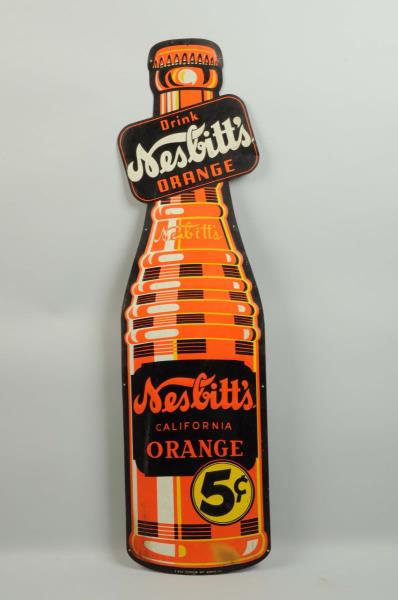 Appraisal: Nesbitt's Orange Embossed Tin Cut-Out Bottle Sign 's with a