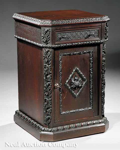 Appraisal: A Fine American Renaissance Carved Rosewood Bedside Commode late th