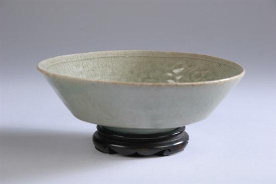 Appraisal: KOREAN CELADON STONEWARE BOWL Koryo Dynasty Interior incised with foliate