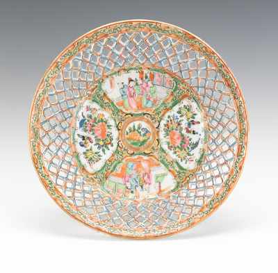 Appraisal: A Chinese Rose Medallion Porcelain Basket Of round form with