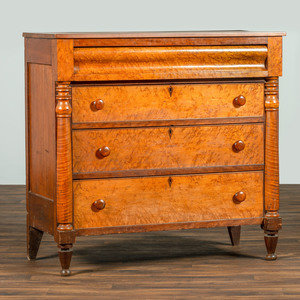 Appraisal: A Classical Cherrywood Tiger and Bird's Eye Maple Chest of