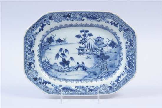 Appraisal: CHINESE EXPORT BLUE AND WHITE PORCELAIN PLATTER Circa - Riverscape