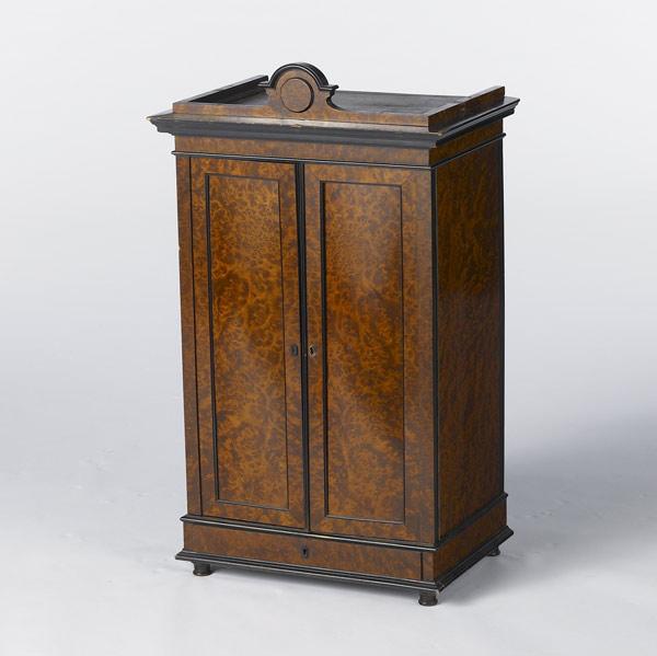 Appraisal: VALUABLES CABINET Two-door cabinbet with multi-drawered interior in the Victorian