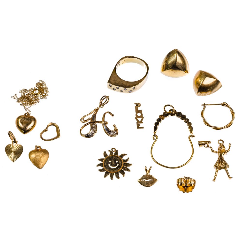 Appraisal: K GOLD JEWELRY ASSORTMENT items including pendants pendant holder ring