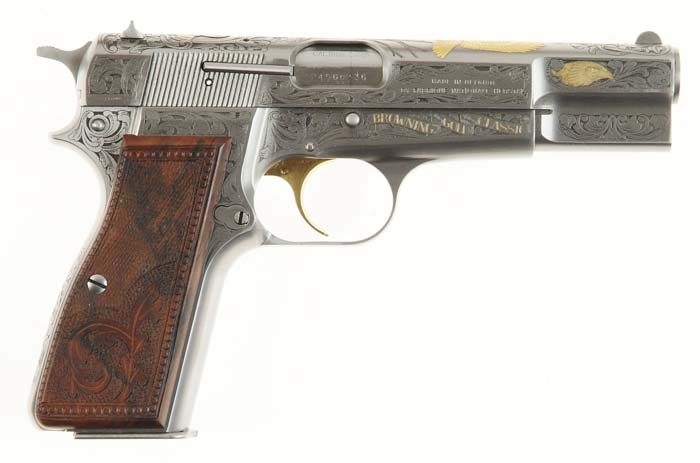 Appraisal: CASED ENGRAVED BELGIAN MADE BROWNING GOLD CLASSIC LTD EDITION SEMI-AUTO