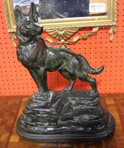 Appraisal: Vintage Patinated Statue of a Dog Looks to be chalk