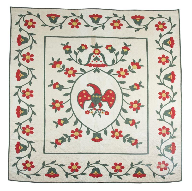 Appraisal: Mid Atlantic Appliqued Eagle Quilt Mid th c hand stitched