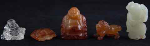 Appraisal: GROUP OF CHINESE JADE AND HARDSTONE SMALL CARVINGS including a