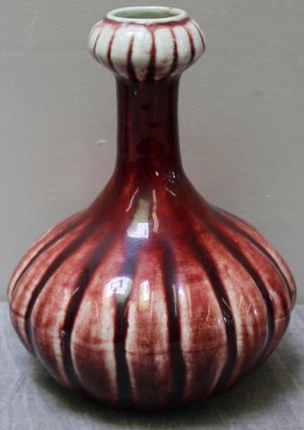 Appraisal: Antique Vintage Chinese Sang de Boeuf Gourd Vase From a