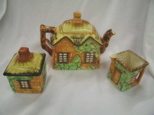 Appraisal: Occupied Japan Figural Tea Set cottage decor teapot creamer sugar