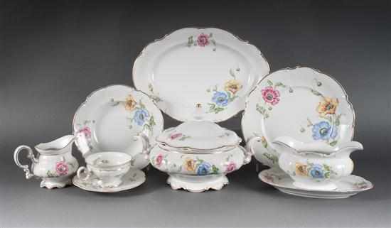 Appraisal: Hutschenreuther floral decorated china -piece partial dinner service in the