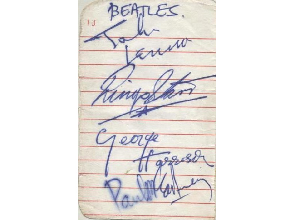 Appraisal: THE BEATLES An Autograph Book with stuck down lined paper