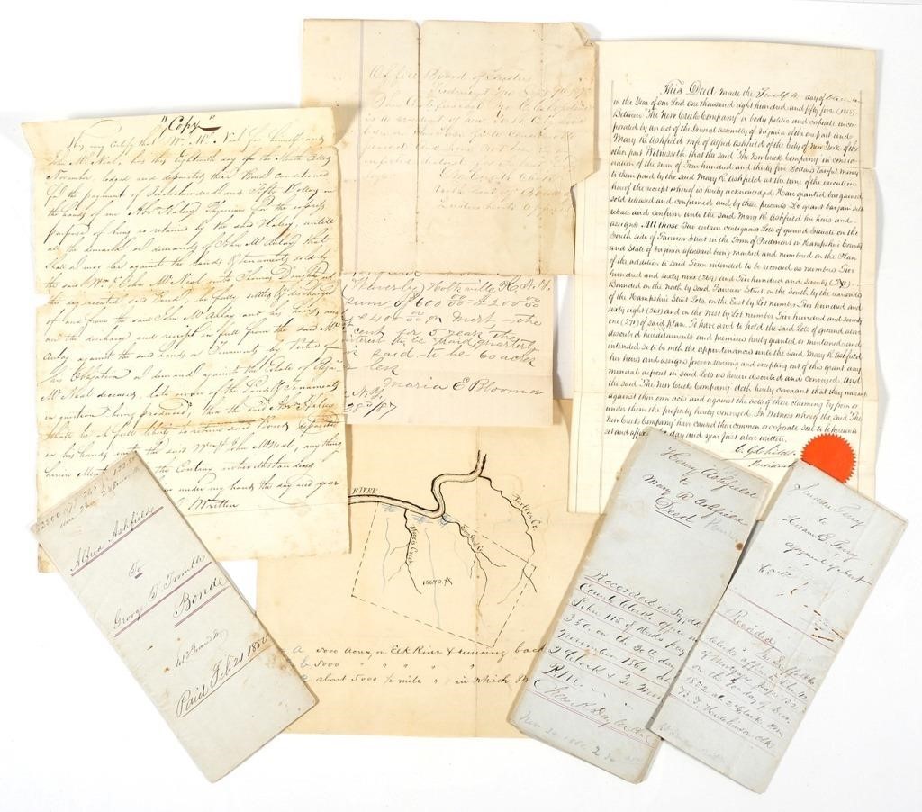 Appraisal: Eight documents from to the s including Civil War period