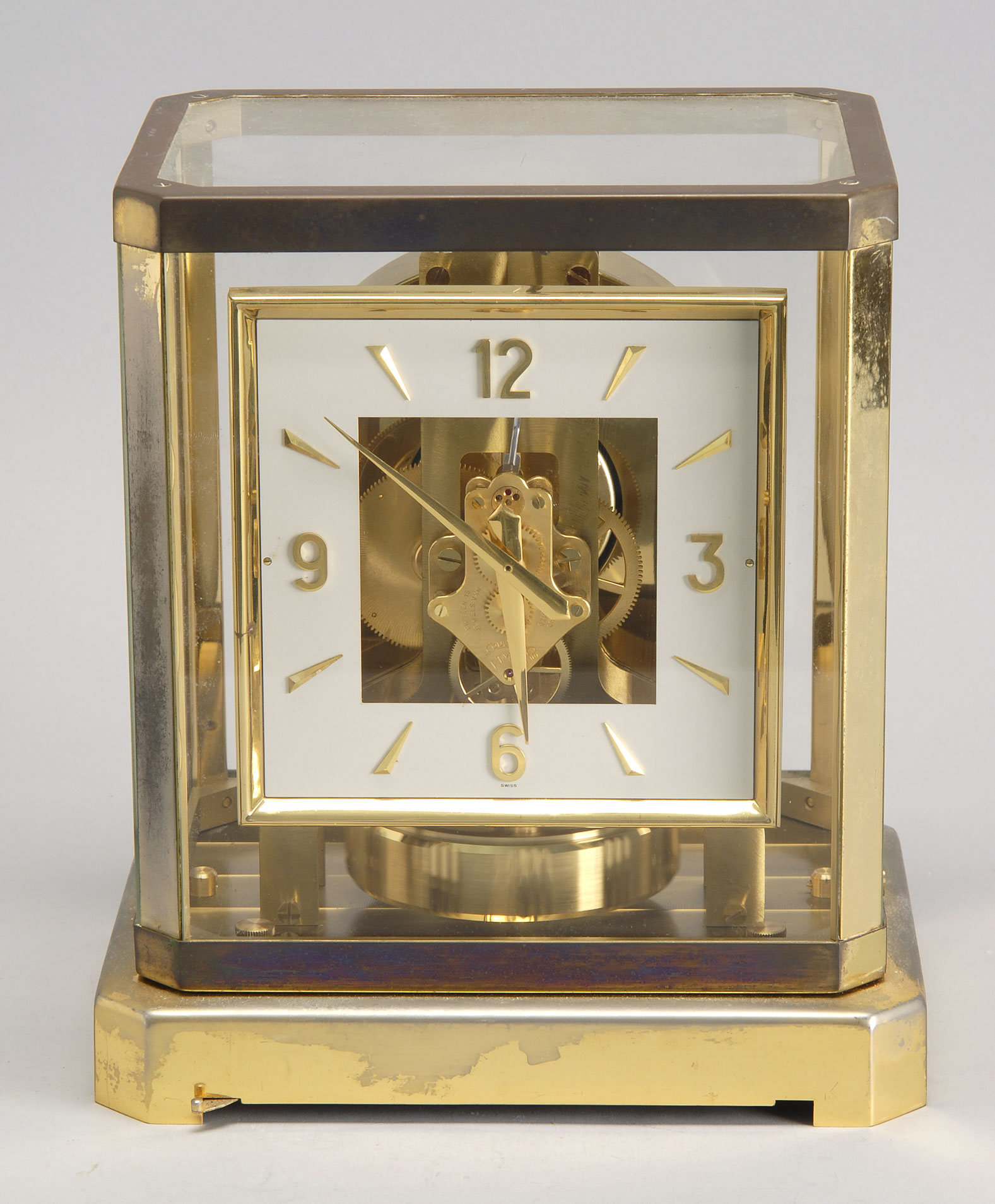 Appraisal: TH CENTURY FRENCH CASED BRASS ATMOS CLOCK by LeCoultre Height