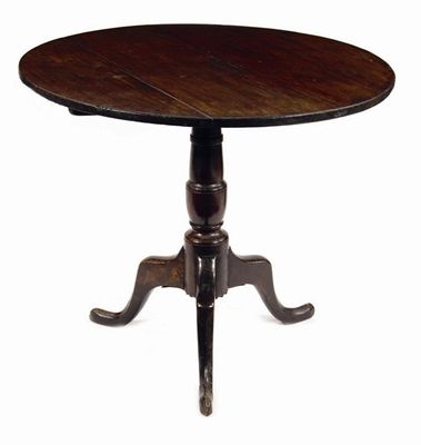 Appraisal: An oak tripod occasional table the circular snap top on