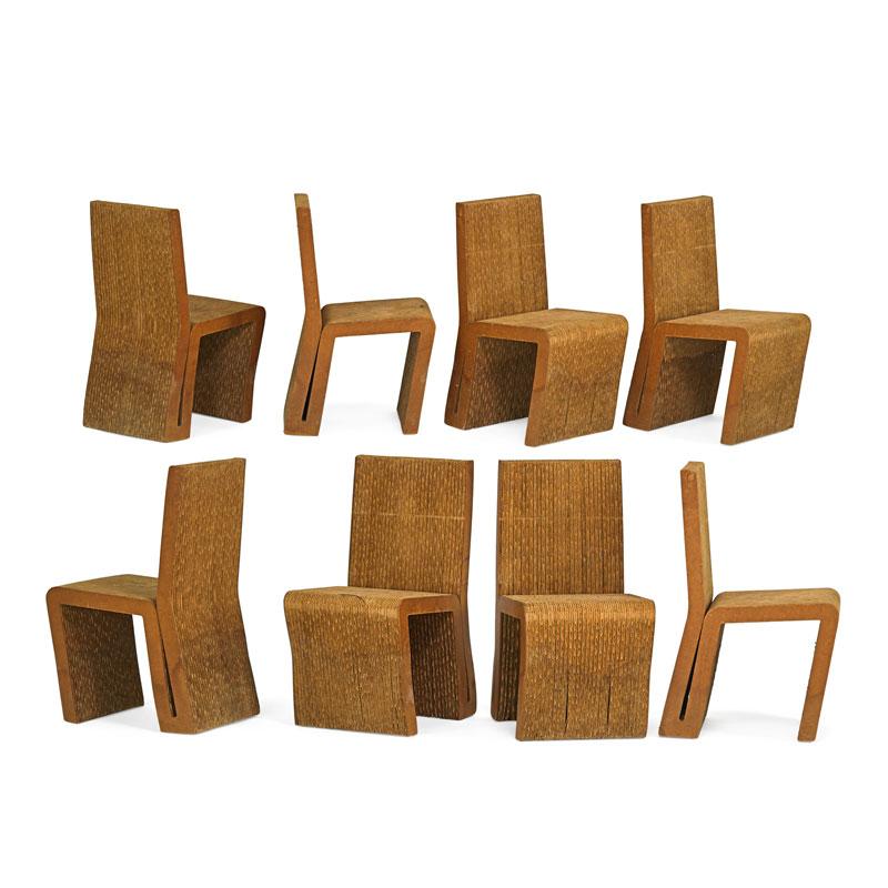 Appraisal: FRANK GEHRY EASY EDGES Eight side chairs Condition Report All