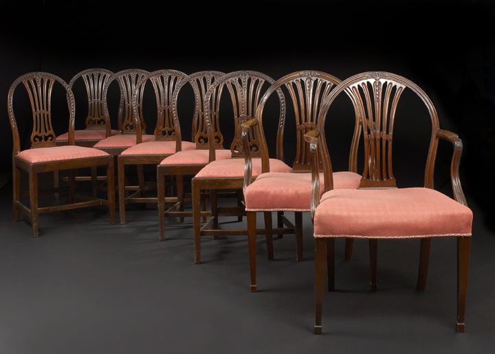 Appraisal: Assembled Set of Eight Sheraton-Style Mahogany Dining Chairs late th