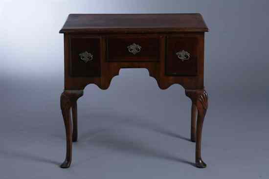 Appraisal: ENGLISH INLAID QUEEN ANNE MAHOGANY LOWBOY Rectangular top with cross-banded