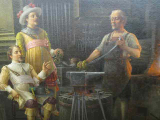 Appraisal: Oldrich Farsky Oil on Canvas scene of blacksmith repairing a