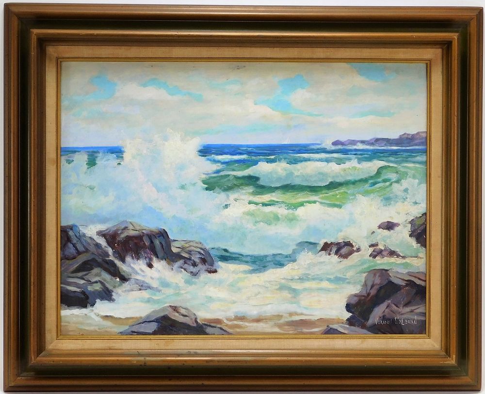 Appraisal: Vernon Herbert Coleman O B Crashing Waves Painting Connecticut Massachusetts