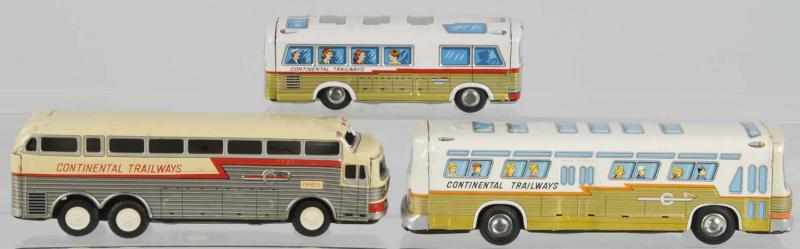 Appraisal: Lot of Tin Continental Trailways Bus Toys Description Japanese Friction