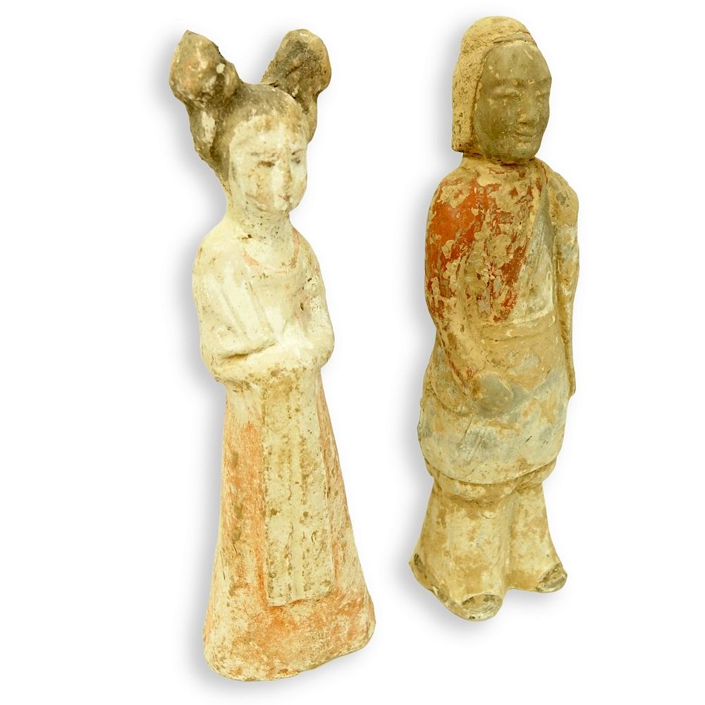 Appraisal: Chinese Tang Qi Dynasty Pottery Figures Two Chinese Tang -