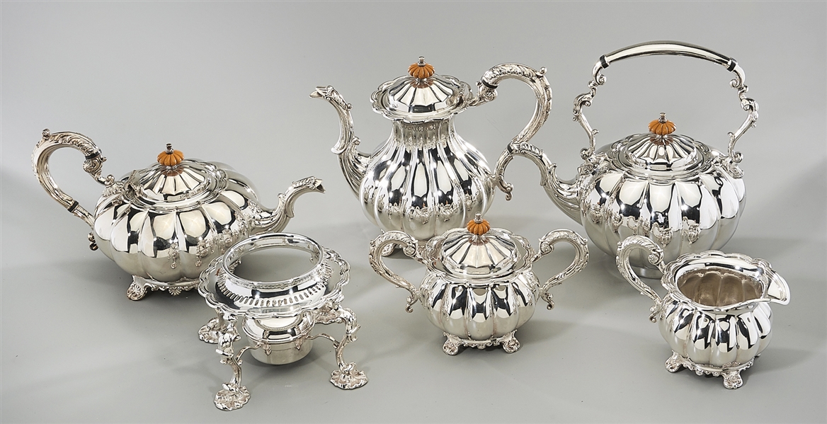 Appraisal: English silver plated five piece tea and coffee service each