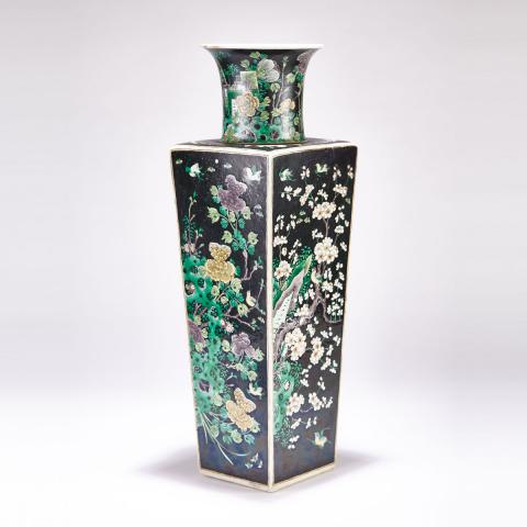 Appraisal: A Large Famille Noire Four Seasons Porcelain Vase Chenghua Mark