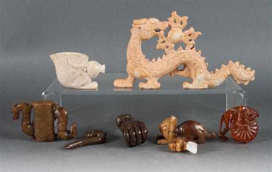 Appraisal: Six assorted Chinese carved jade hardstone and resin figures figures