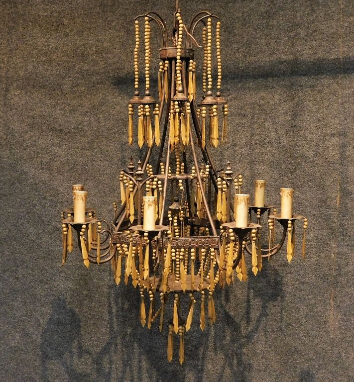 Appraisal: C American Eight Arm Beaded Chandelier United States th Century