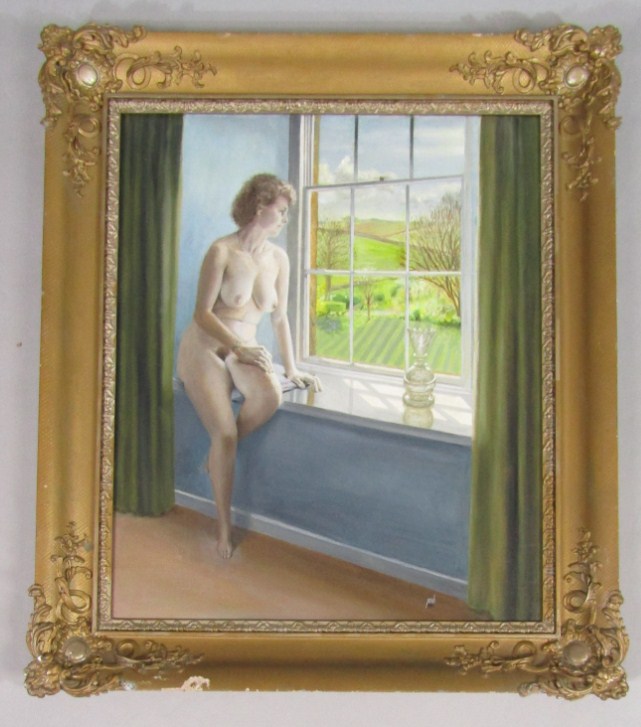 Appraisal: Percival A Bates Nude study - by the window oil