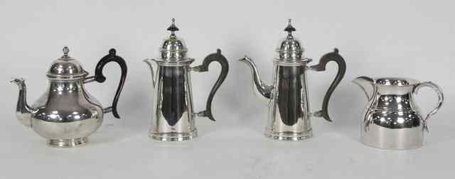 Appraisal: An electroplated Queen Anne style tapering cylindrical coffee pot a