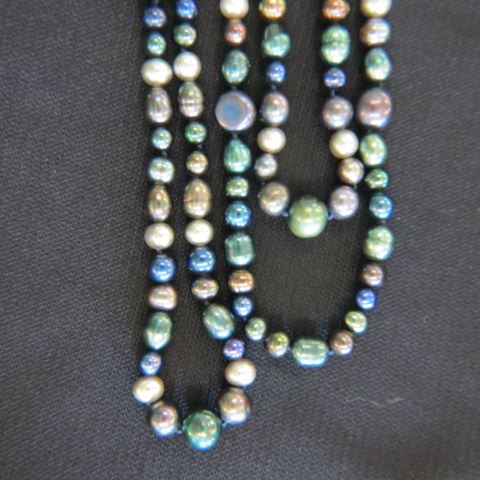 Appraisal: Pearl Necklace triple strand of peacock pearls up to long