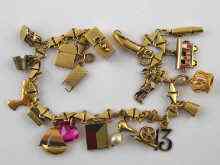 Appraisal: A yellow metal tests carat gold charm bracelet with nineteen