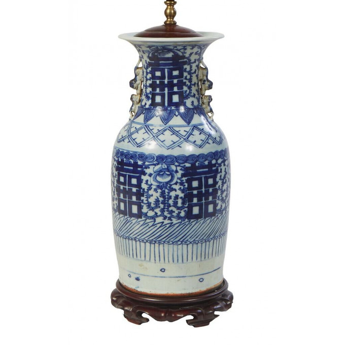 Appraisal: Chinese Blue and White Porcelain Baluster Vase th c with