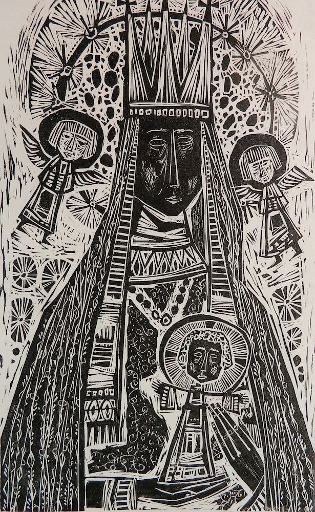 Appraisal: Vytautas Ignas woodcut Vytautas Ignas Lithuanian American - - Madonna