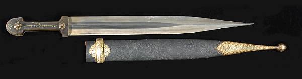 Appraisal: A Caucasian kindjal th century Straight inch double edged blade