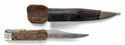 Appraisal: German folding knife th c with antler handle in a