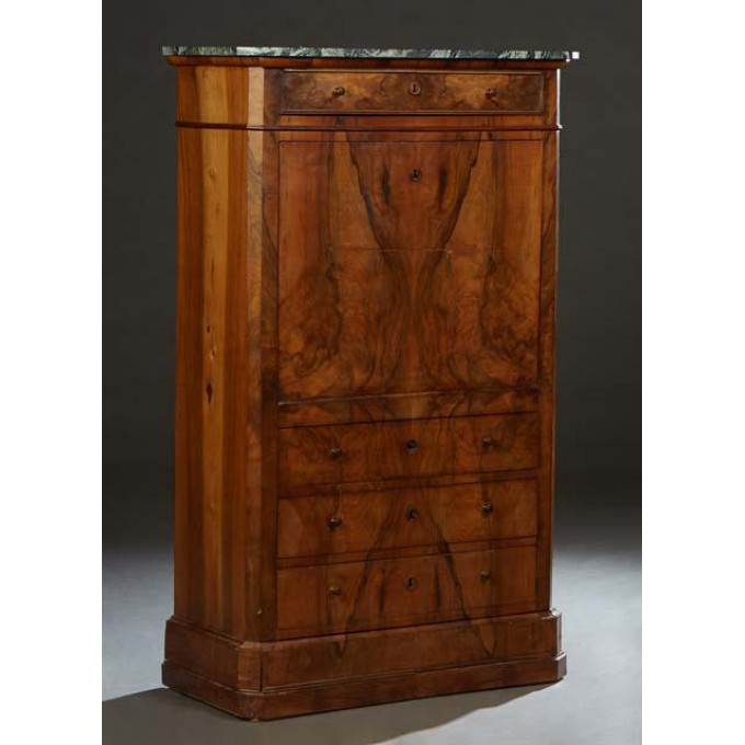 Appraisal: French Louis Philippe Craved Walnut Marble Top Secretary Abattant th