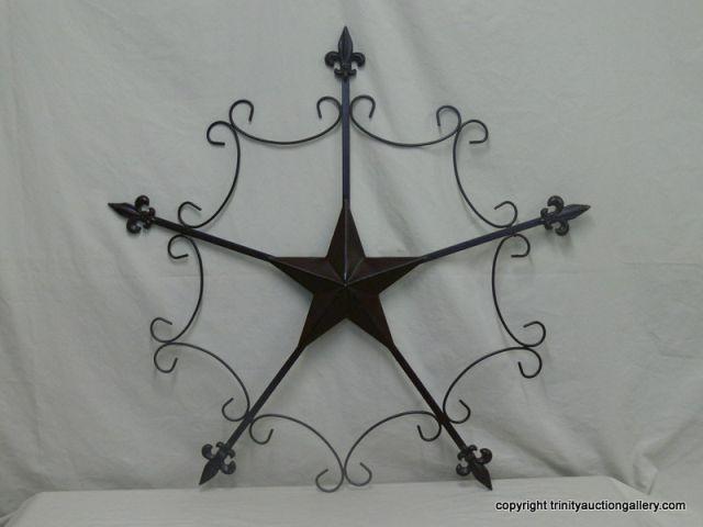 Appraisal: Metal Art Wall Display - Texas star center with fleur-de-lis