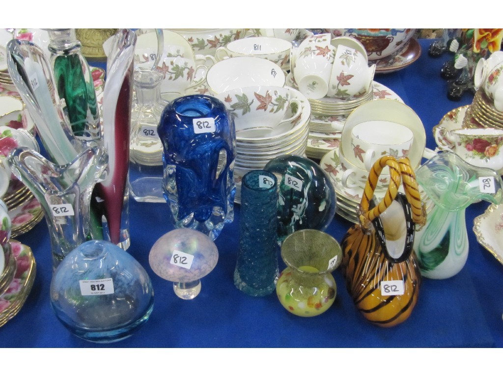 Appraisal: Eleven pieces of assorted art glass to include decanters vases