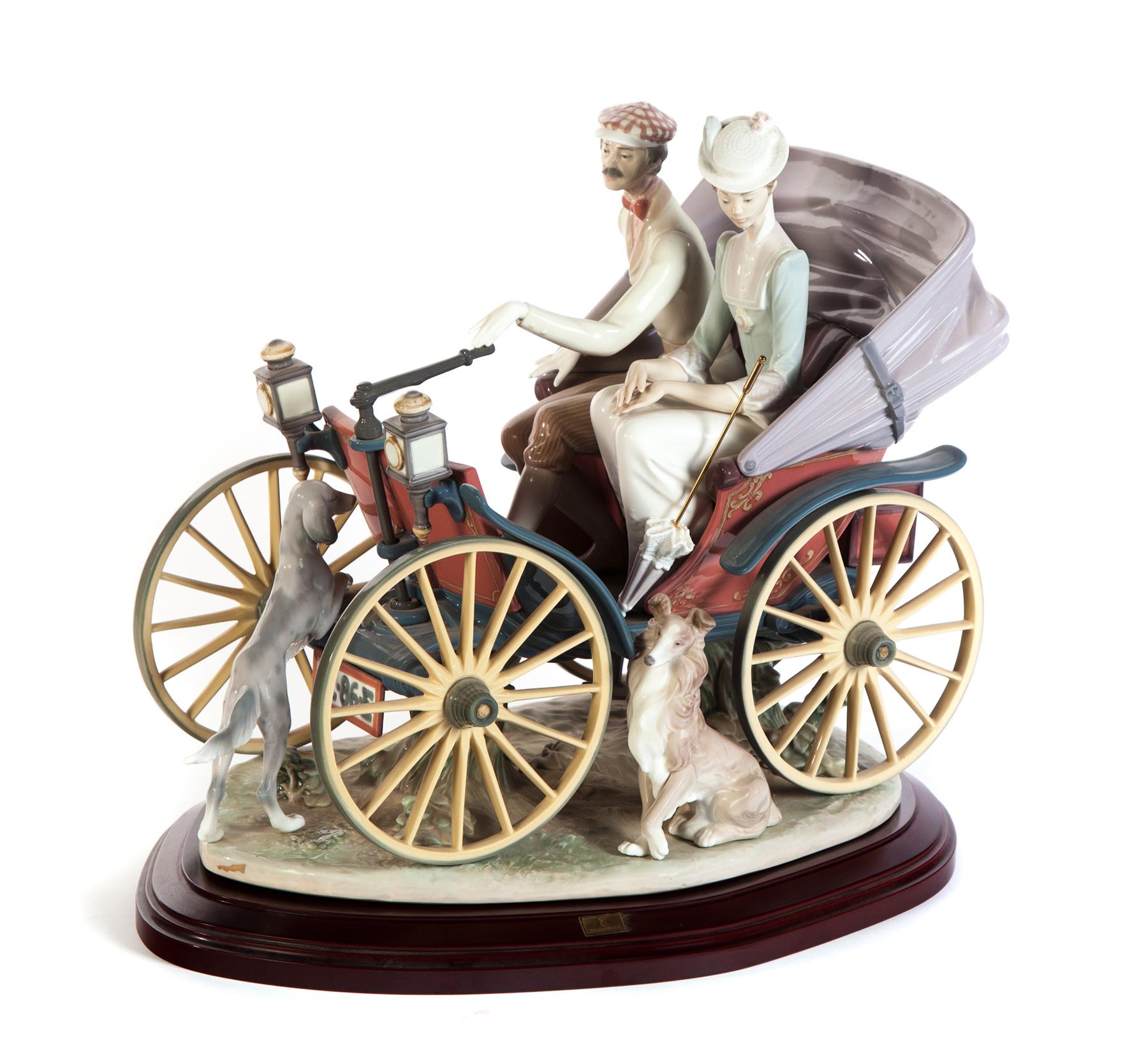 Appraisal: LLADRO FIGURAL GROUP OF MOTOR CARRIAGE WITH BASE Spain th