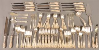 Appraisal: Pc Stieff Rose Pattern Sterling Flatware Set Piece Stieff Rose