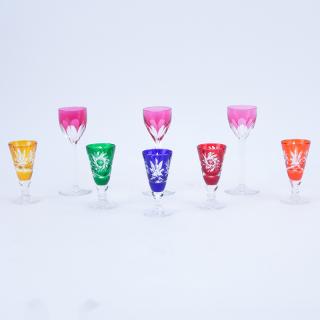 Appraisal: Collection of Eight Color Crystal Glassware Includes three Baccarat Genova